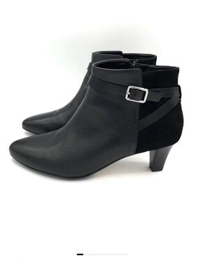 Cole Haan Black Ankle Boots with Silver Tone Buckle Sz 6-1/2